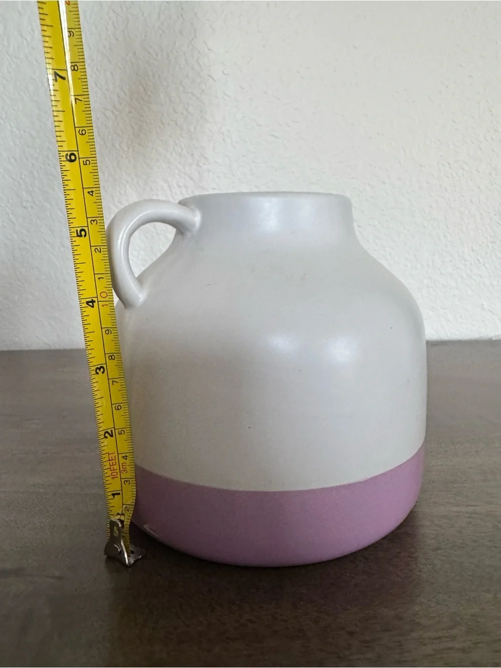 White Purple Ceramic Jug Style Vase